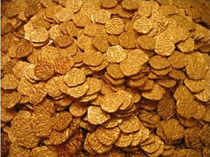 Shiny Metal Gold Pirate Treasure Coins